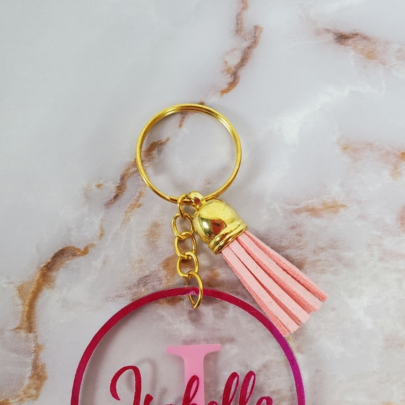 Handmade Custom Keychain with Name and Glitter Vinyl - Picture 3 of 5
